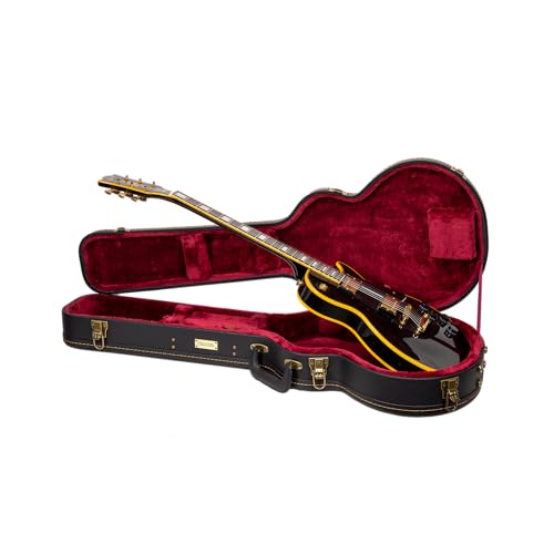 Crossrock Les Paul Electric Guitar Case -Vintage Hardware, Sponge Lining, Metal Feet, Storage Space-Black (CRW520LBK)
