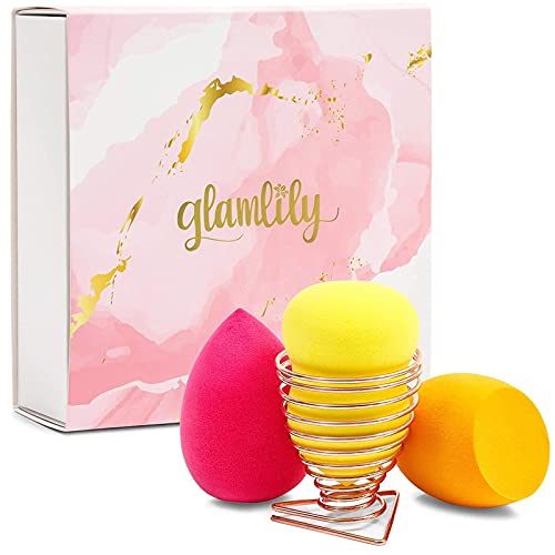 Makeup Sponge Foundation Blender Applicator Set with Metal Stand (4 Pieces)