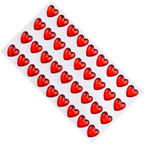 JIHUOO 180 piezas de 12 mm de acrílico corazón Rhinestone etiqueta engomada cristal gemas joyas pegatinas joyas para boda día de San Valentín decoración rojo