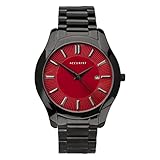 Accurist Mens Watch with Red Dial and Black Bracelet 7400