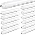 JESLED T8 T10 T12 8FT LED Tube Light Bulbs, 50W 6000LM, 5000K Daylight White, Single Pin Fa8 LED Replacement for Fluorescent Fixture, Frosted, Ballast Bypass, Warehouse Workshop Garage Lights 12-Pack