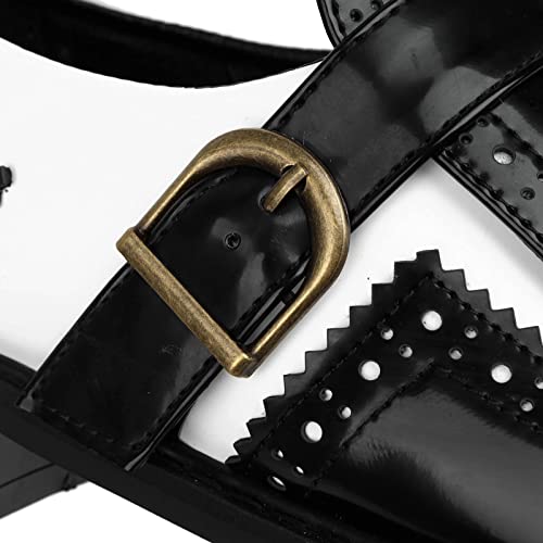 Pivapam Black And White Oxfords For Women Tassel Patent Leather Chunky Low Heels Slip On Wingtip Two Tone Saddle Oxford Shoes #TOP7