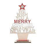 Con decoraciones de estrella de madera, inglés, hueco, letrero de mesa, Navidad, árbol de madera, adornos navideños, decoración y colgador Lsv764