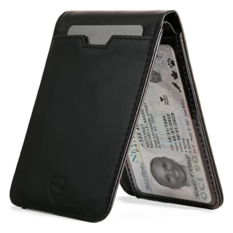 Vaultskin MANHATTAN Small Minimalist Bifold Wallet and Credit Card Holder with RFID Blocking, Ideal for Front Pocket, ID Black, Small Card Wallet With Rfid Blocking Cover