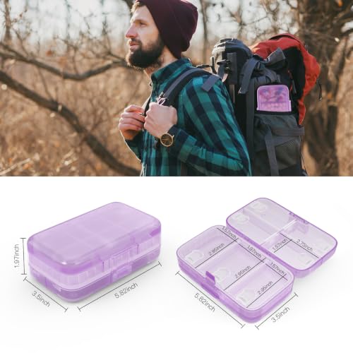 Image of FYY Travel Pill Organizer, Large Weekly Medicine Pill Organizer-Purple