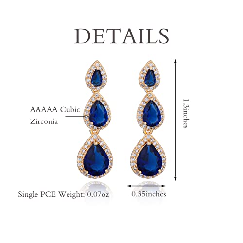 Women's Cubic Zirconia Bridal Earrings - Elegant Long Wedding Party Prom Earring for Bride Bridesmaids Crystal CZ Rhinestone Chandelier Statement Dangle Drop Earrings for Women3