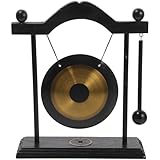 HOMOBABE 真鍮と木製の卓上風水ゴング インテリア装飾品 新築祝いに 長持ちで安定したデスクトップオーナメント ユニークな干支デザインの