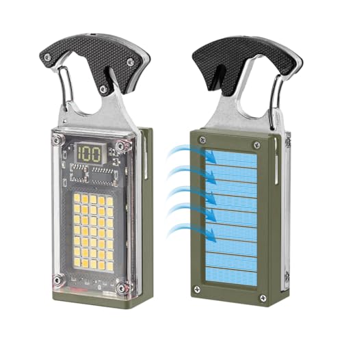 BY-J LED Multitool Small Flashlight, Keychain Light, Solar Rechargeable COB Multi-Function Mini Work Light, 1000 Lumens Rechargeable, 8 Lighting Modes Green