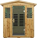 LTCCDSS Low EMF Outdoor Far Infrared Sauna 4-Person, Hemlock Wood Sauna for Home, Withstand Temp -5℉-104℉, Bluetooth Speakers, LED Reading Lamps, Chromotherapy Lights