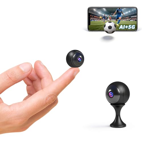 Camera Espion, 4K Mini AI Caméra de Surveillance WiFi (2,4G/5G), Détection Personnes et Animaux, Vision Nocturne HD, Stockage Local & Cloud Sécurisé pour Sécurité...