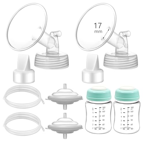 Image of Momstouch Pump Parts Compatible with Spectra S1/S2/9 Plus, Not Original Accessories, Full Set Replacements Include 17mm Flange, Duckbill Valve, Backflow Protector, Tubing and Bottle