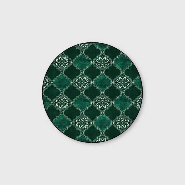 Tapis rond salon 140cm lavable et antidérapant vert émeraude