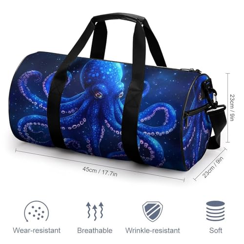 Octopus Galaxy Star Sports Gym Bag Travel Duffel Workout Bag with Adjustable Strap2