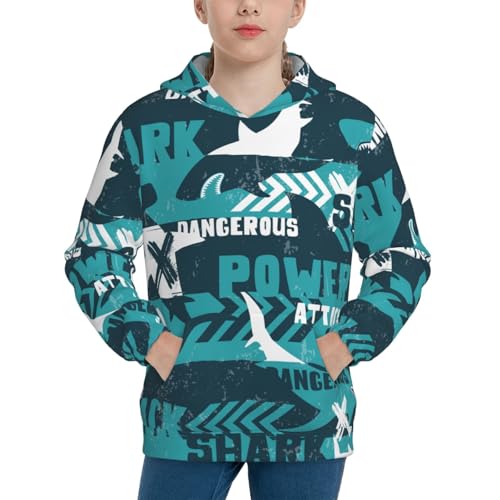 Cute shark scallops and octopus Hoodie Youth Hooded Sweatshirt 3D Digital Printed With Pockets Tops3