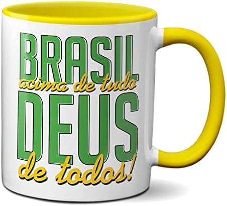Caneca Bolsonaro Brasil Acima De Tudo Deus Acima De Todos (Amarel...