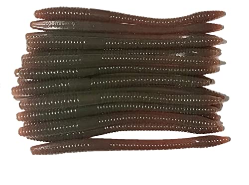 Softy Lure 20 Pcs 6.25' Drop Shot Finesse Worms (Scented, Floats) Soft Plastic Baits, Bass Fishing, Motor Oil