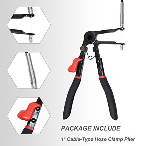 Cnwooaive Flexible Hose Clamp Pliers, 24'' Cable-Type Wire Long Reach Spring Loaded Hose Pliers For Car Fuel Oil Water Pipe (Cwkj0002-Black) #TOP3