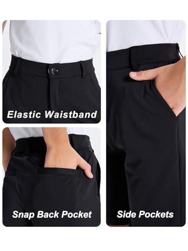 Image of DEVOROPA Youth Boy's Golf Pants Quick Dry Athletic Chino Flat Front Pants Kids School Uniform Clothes