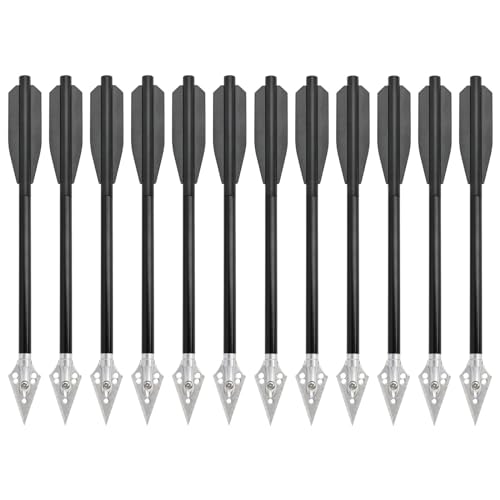 6/12Pcs Pequeños Pernos de Ballesta Flechas de Ballesta de Aluminio de 6.69 Pulgadas Punta de Flecha de Hoja Desmontable Utilizada para la Caza al Aire Libre (6 Piezas, Negro)