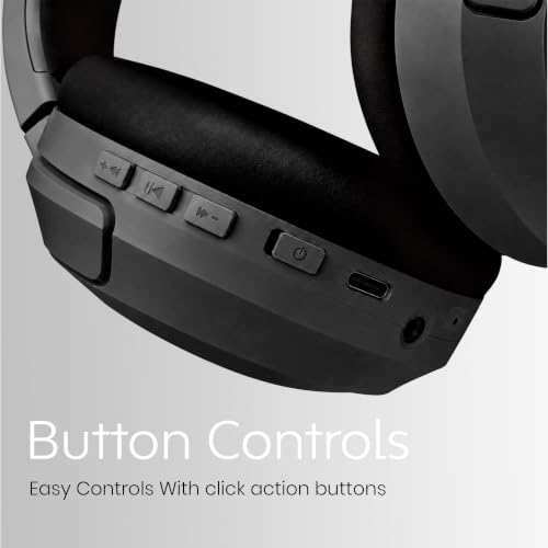Image of PunnkFunnk BeatXtra Pro Wireless Bluetooth Headphones V5.3, Over-Ear Stereo Headset with 40mm Drivers, Noise Cancelling, Soft Cushioned Ear Cups, 10m Wireless Range, Teen & Adults (Black)