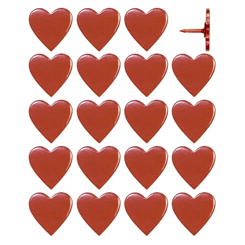Image of Big Red Heart Push Pins - Large Red Metal Heart Map Pins - for Cork Board, Maps, or Lapel Pin Use - Designed in USA - Set of 20