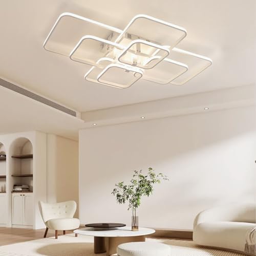 Plafonnier LED moderne noir en acrylique à 8 têtes avec télécommande pour salon