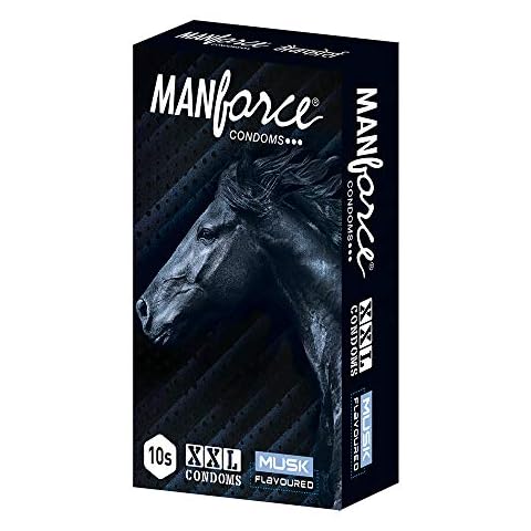 Manforce XXL Musk Flavoured Ribbed with Dotted Textured Condom 10 Pcs - 1 Pack Cover