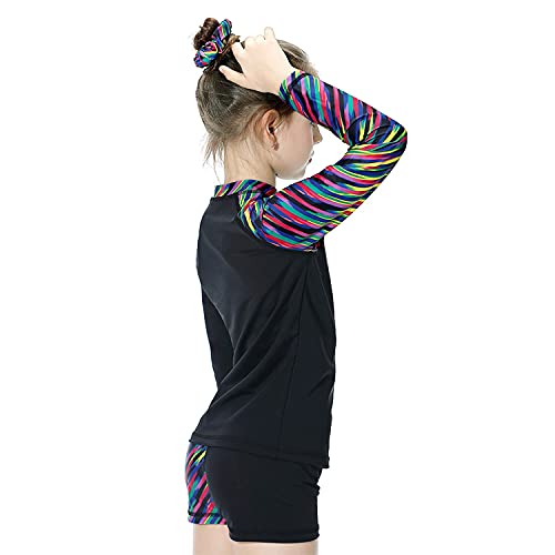 Image of Girls Rash Guard 2-Piece Swimsuit Set - Long Sleeve Swimwear with UPF 50+ Sun Protection 4-14 Years