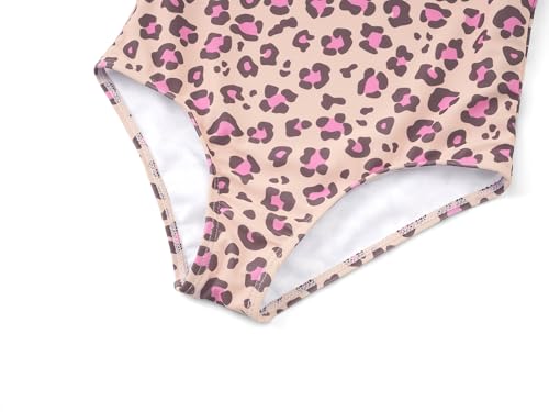 Image of Dvenki Toddler Girls One Piece Swimsuit Adjustable Straps Sizes 2T-10 | quick-dry swim fabric, skin-friendly, ruffle neckline, leopard, check, mermaid prints, swimwear for beach, pool, summer party