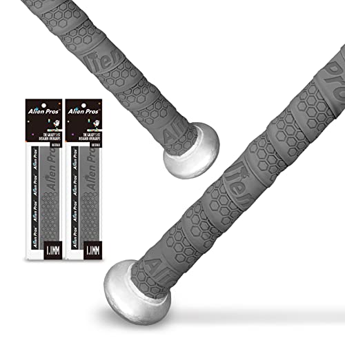 Image of Alien Pros Bat Grip Tape for Baseball (2 Grips) - 1.1 mm Precut and Pro Feel Bat Tape - Replacement for Old Baseball bat Grip - Wrap Your Bat for an Epic Home Run (2 Grips, Grey)
