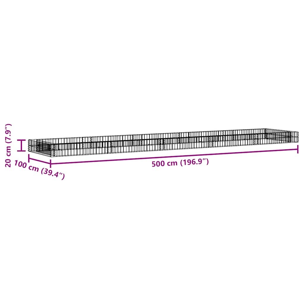 Cesta de alambre galvanizado para jardín como maceta de gaviones de acero y robusta cesta de gaviones de 500 x 100 x 20 cm