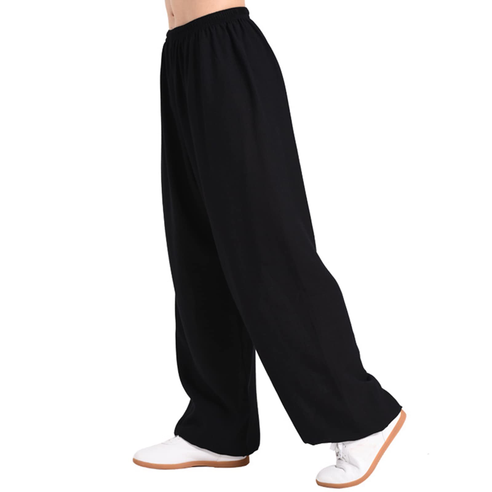 Männer Frauen Tai-Chi-Hosen Sommer Baumwolle Und Leinen Kung Fu Kampfsport Trainingshose Unisex Kordelzug Elastisch Meditationshosen Weich Und Atmungsaktiv Yogablüher,001,M