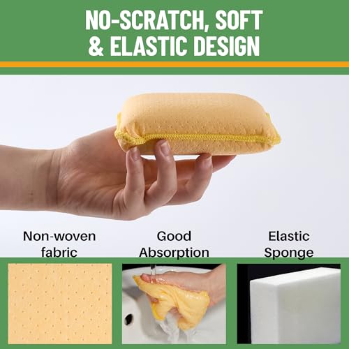 Image of Evelots Car Windshield Cleaner, Defogging Chamois Sponges, 4-Pack, Yellow | Use Wet or Dry Without Cleaners to Remove Haze, Condensation, Dirt and Grime From Auto Glass, Boat Surfaces and Bath Mirrors.