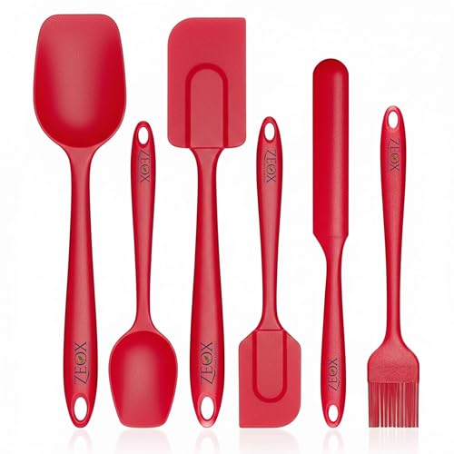 Image of Zeox Home Essentials Silicone Spatula Set - 6-Piece Food-Grade Silicone Utensils, Heat-Resistant (230C), Safe for Non-Stick Cookware, Easy Clean Kitchen Tools