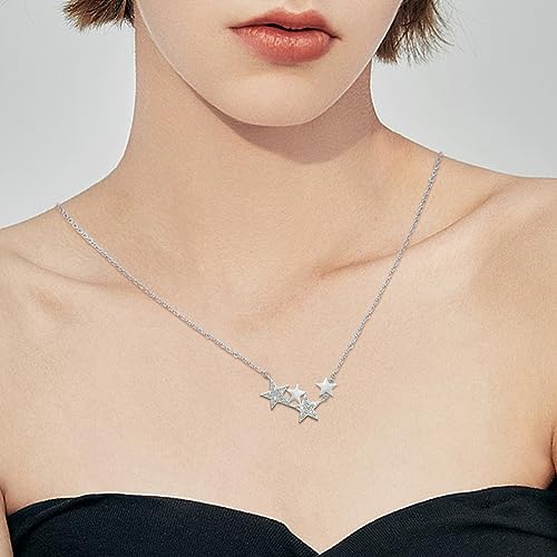 KITEENAL Star Necklace for Girls Women - Sterling Silver Adjustable Star-Shaped Pendant Necklace Cubic Zirconia Chain Hypoallergenic Minimalist Stars Charm Necklace for Teens Daughter Granddaughter3