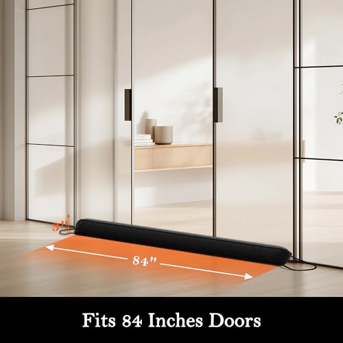 Image of Sunolga Door Draft Stopper, Removable Washable Cover, 84 inch, Black
