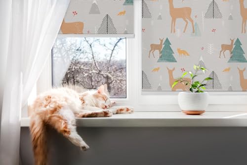 Store enrouleur 130x240cm perméable sans perçage motif cerf Tulup - 7