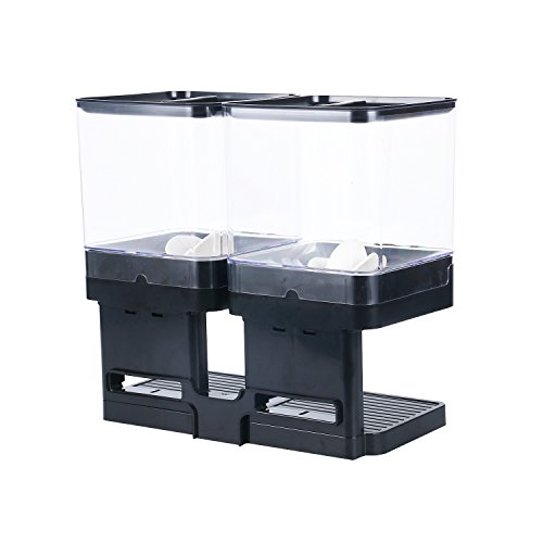 Homend Indispensable Compact Dry Food Dispenser, Dual Control, Dry Food Cereal Dispenser for Cereal Trail Mix Candy Granola Nuts Beans Rice, Black/Chrome - Thumbnail 5