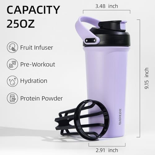 Image of BJPKPK 25oz Insulated Protein Shaker Bottle Stainless Steel Cup with Handle