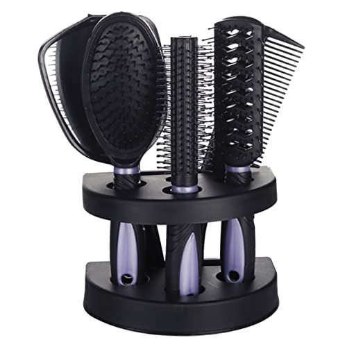 UKCOCO 5個ヘアコーム スリングツール コームミラー もれを解くヘアブラシ カールヘアコーム 静電気防止 折りたたみ鏡付き 軽量 コンパクト 持ち運び便利 ヘアケア アウトドア 自宅用