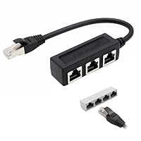 suuosl RJ45 Splitter 1 auf 3 Adapter, 1 Stecker auf 3 Buchse Lan Ethernet Splitter, Netzwerk Verteiler Kompatibel mit Cat5/Cat5e/Cat6/Cat7, LAN Mehrfachstecker, Ethernet Anschluss Rj45 Lan Verteiler