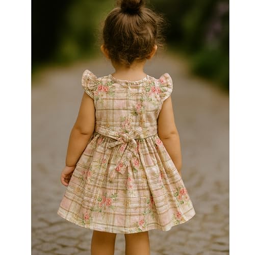 Image of TotzTouch Baby Girls Gathered Floral Printed Dress