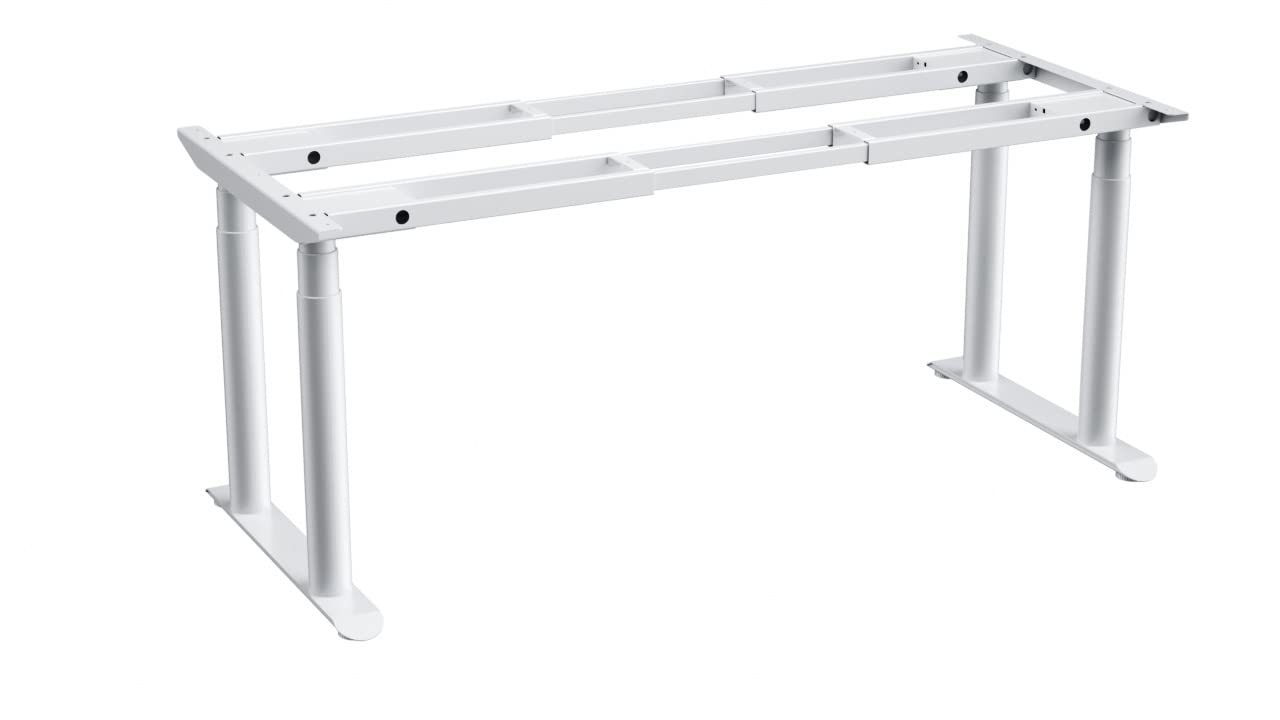 VWINDESK VJ402 Four Legs(Columns) Electric Height Adjustable Standing Corner Desk Frame Only W/Four Motors, Ergonomic Sit Stand Up Height Adjustable Steel Base with Digital Memory Keypad (White)