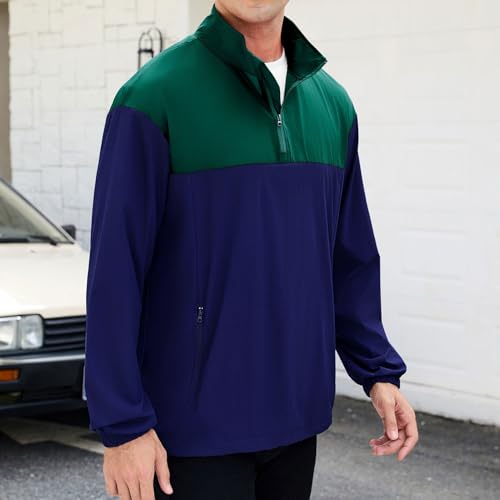 Image of EDITCOZY Men's Lightweight Quarter Zip Pullover Casual Windbreaker for Running Golf Jackets with 3 Pockets