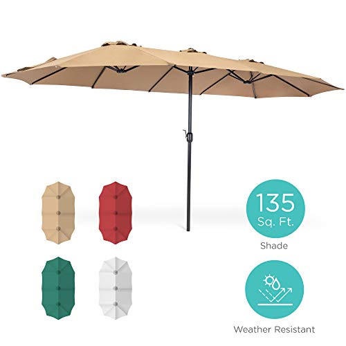 Best Choice Products 15x9ft Large Double-Sided Rectangular Outdoor Aluminum Twin Patio Market Umbrella