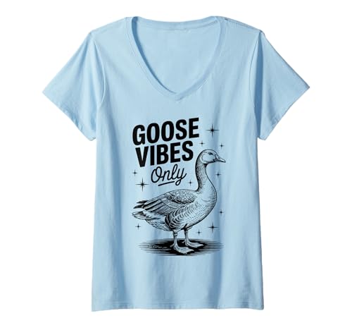 Goose Vibes Only - Funny Bird Animal Lover Retro Maglietta con donna collo a v