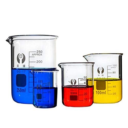 TuToy 5Pcs 5Ml 10Ml 25Ml 50Ml 100Ml becher set bicchiere di vetro resistente alle alte temperature scala borosilicato misura del volume vetreria da laboratorio