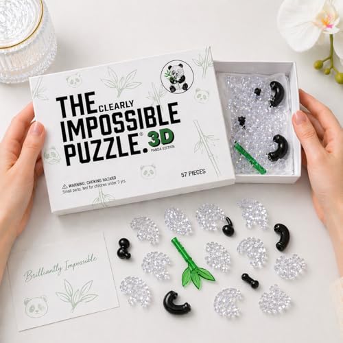 Image of The Clearly Impossible Puzzle 100, 200, 500, 1000 Pieces Hard Puzzle for Adults Cool Difficult Clear Brain Teaser - Difficult Funny for Adults (Panda 3D Edition)
