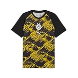PUMA Men's Borussia Dortmund Warm Up Jersey, Black-Faster Yellow SS26, Small BVB Jersey