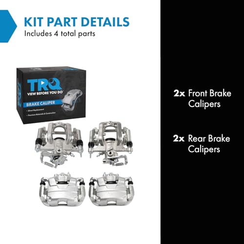 Image of TRQ Front and Rear Brake Caliper Set Zinc Coated Brackets Compatible with 2013-2017 Buick Encore 2015-2017 Chevrolet Trax